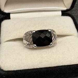 David Yurman Sculpted Cable 
Onyx & Diamond Cocktail Ring